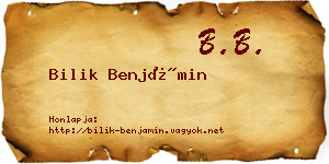 Bilik Benjámin névjegykártya